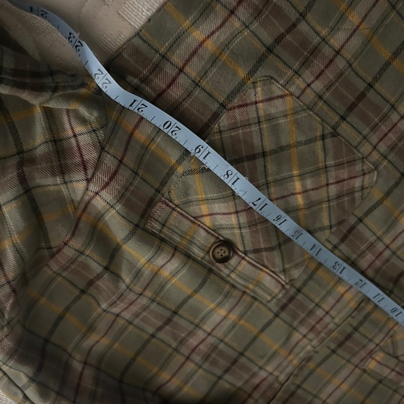 Beautiful Kori sage green plaid quarter zip flannel shirt, unisex size S/M Prep - Picture 11 of 11